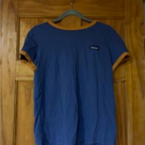 Patagonia Navy and Mustard Tee